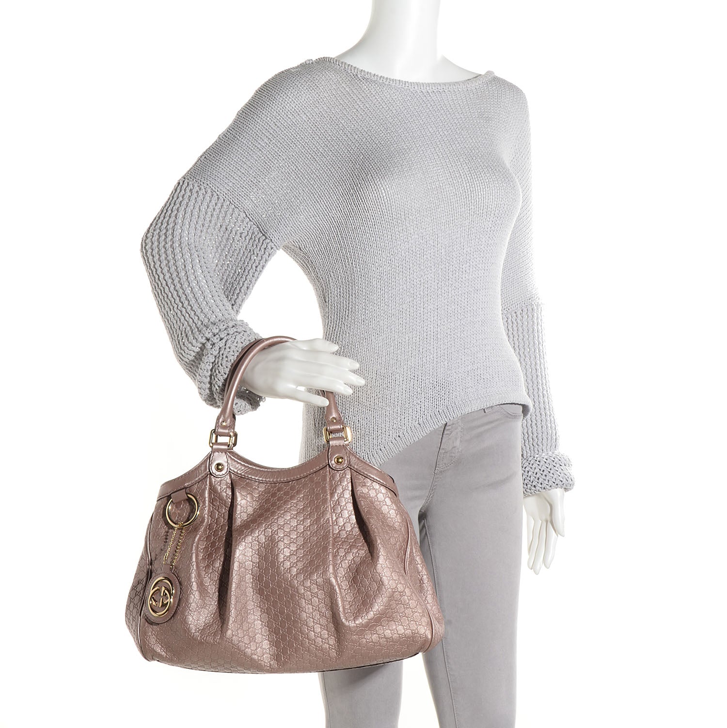 Gucci Metallic Microguccissima Medium Sukey Tote Dark Cipria 2 of 7