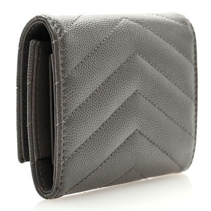 Saint Laurent Grain de Poudre Matelasse Cassandre Monogram Slim Key Case Fog 3 of 6