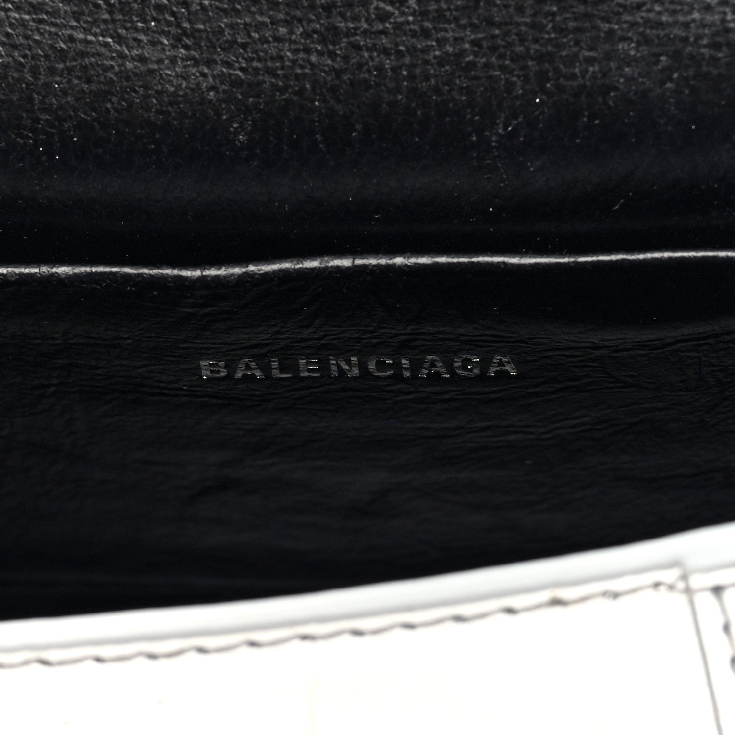 Balenciaga Metallic Calfskin Crocodile Embossed Hourglass Top Handle Bag Mini with Chain Silver 6 of 9