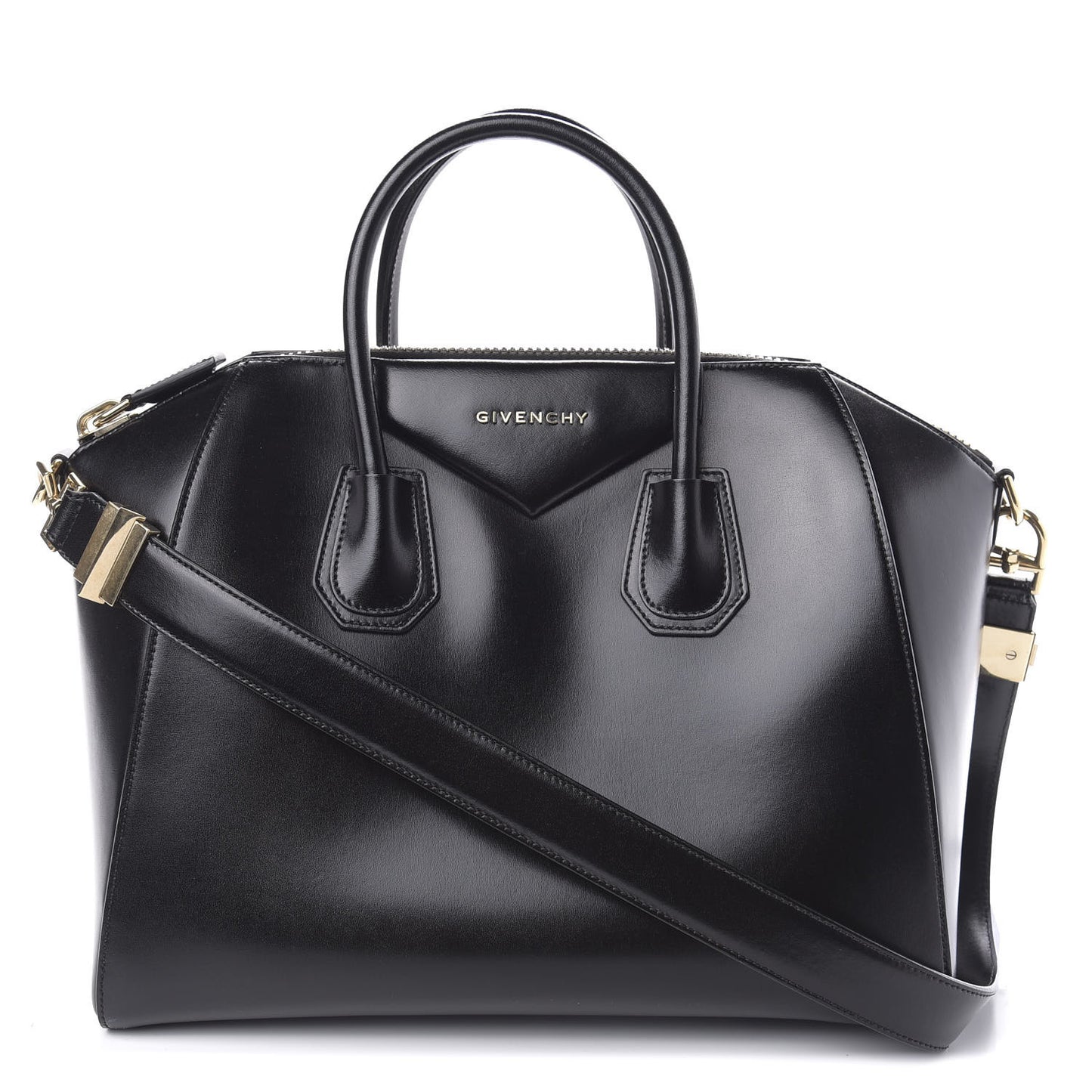 Shiny Lord Calfskin Medium Antigona Black