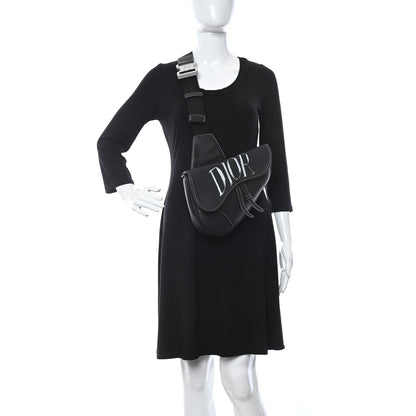 Christian Dior X SHAWN STUSSY Grained Calfskin Saddle Bag Black 2 of 12