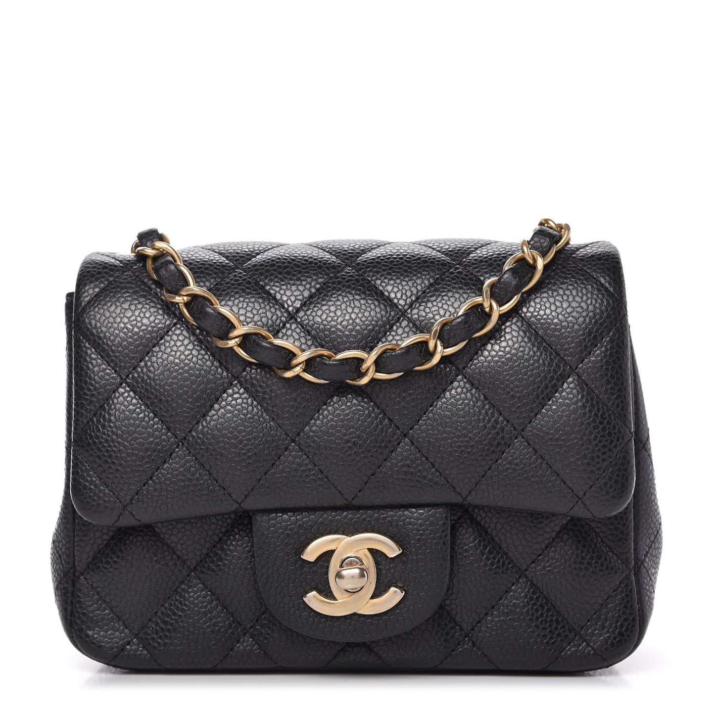 Caviar Quilted Mini Square Flap Dark Charcoal