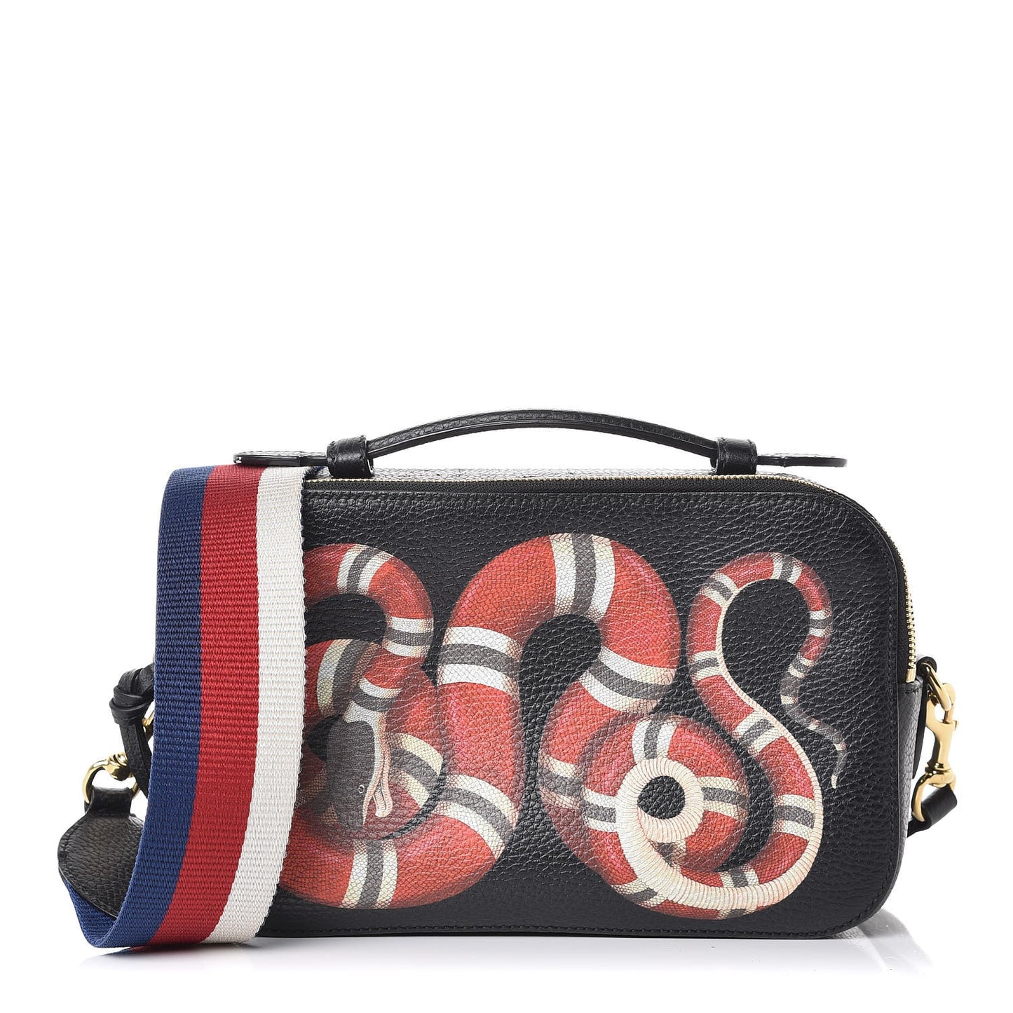 Grained Calfskin Sylvie Web Kingsnake Small Camera Bag Black Multicolor