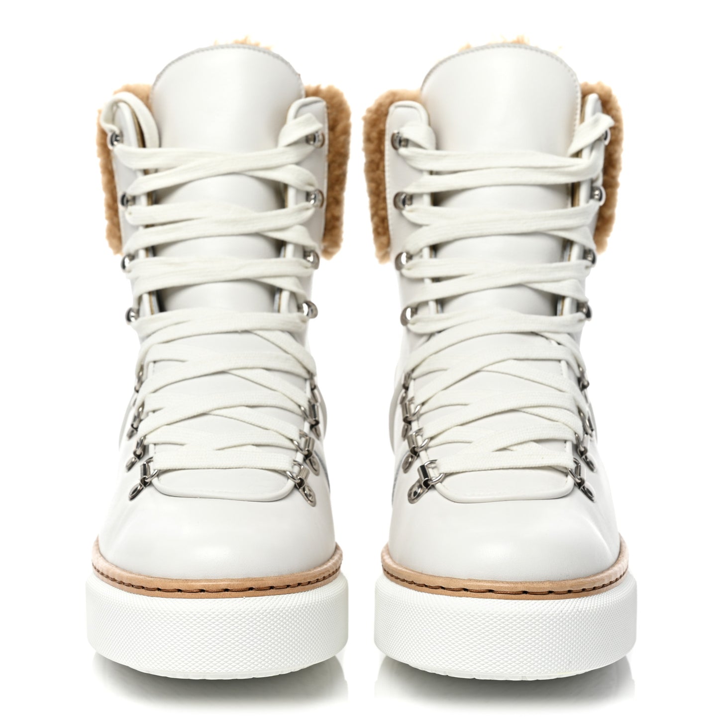 Calfskin Woolskin Womens Flocon Ankle Boots 37 White Naturel