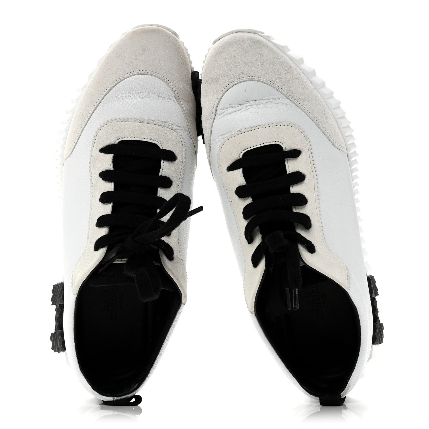 Hermes Sport Goatskin Suede Goatskin Bouncing Sneakers 40 White Black 2 of 10