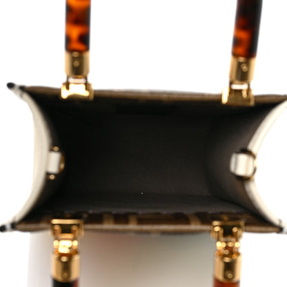 Fendi Glazed Fabric Vitello King Plexiglass FF 1974 Logo Hairdo Girls Inlay Mini Fendi Sunshine Shopper Tote Mogano Panna Multicolor 5 of 9