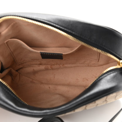 Gucci Monogram Matelasse Diagonal Small GG Marmont Chain Shoulder Bag Beige Black 5 of 11