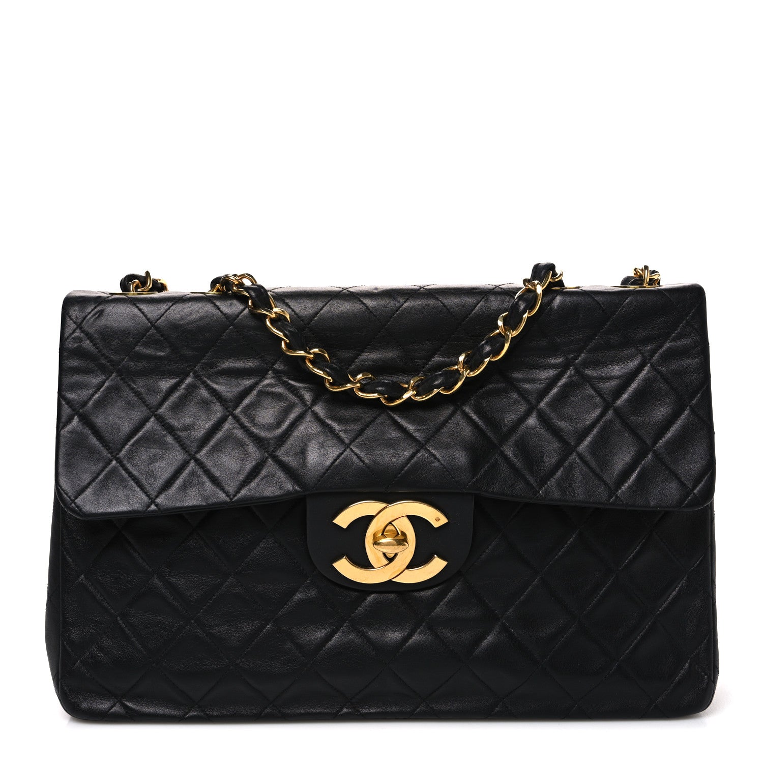 Chanel Lambskin Quilted XL Jumbo Single Flap Black 1 of 12