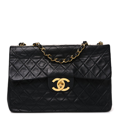 Chanel Lambskin Quilted XL Jumbo Single Flap Black 1 of 12