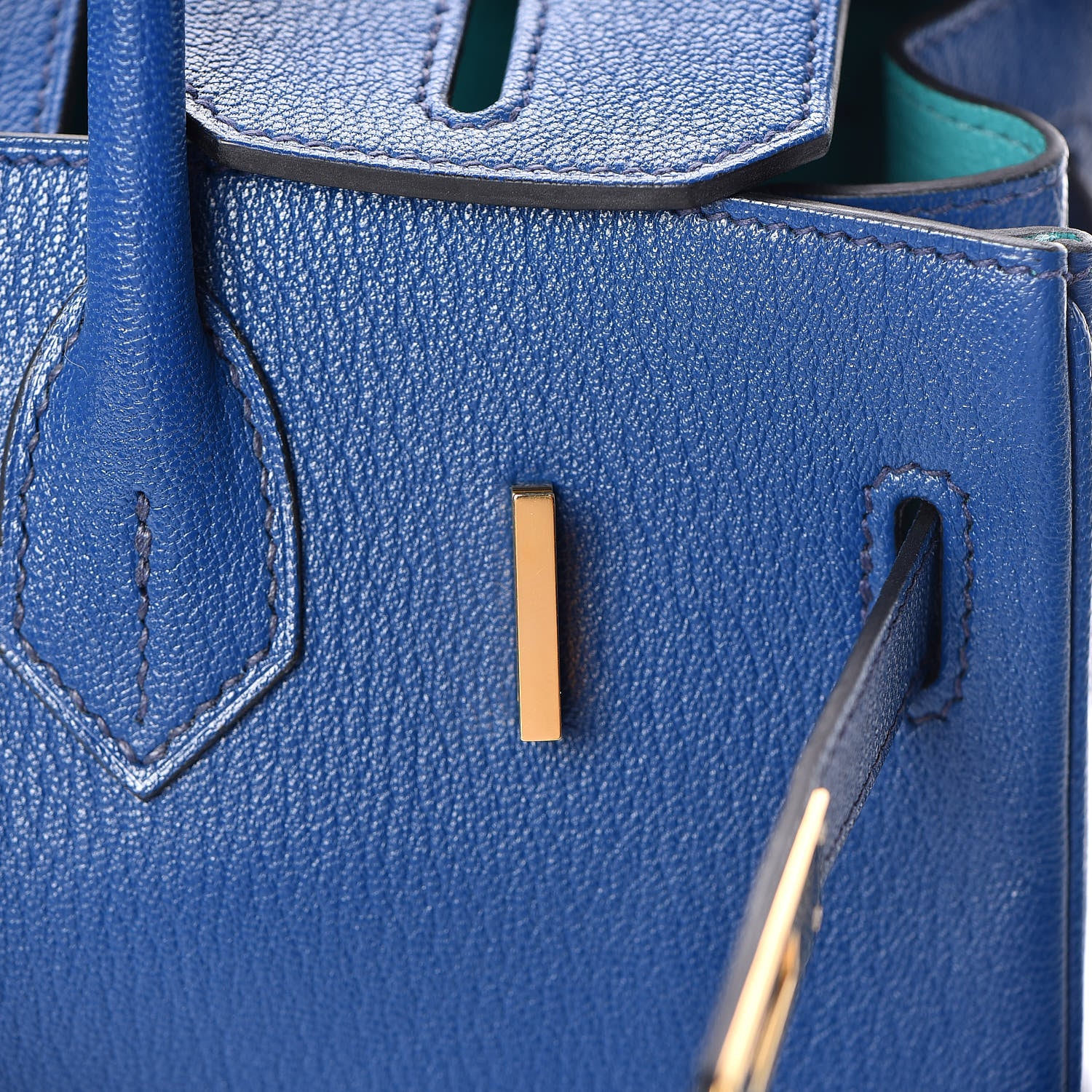 Hermes Chevre Mysore Bi-Color Horseshoe Birkin 30 Bleu Sapphire Paon 33 of 37