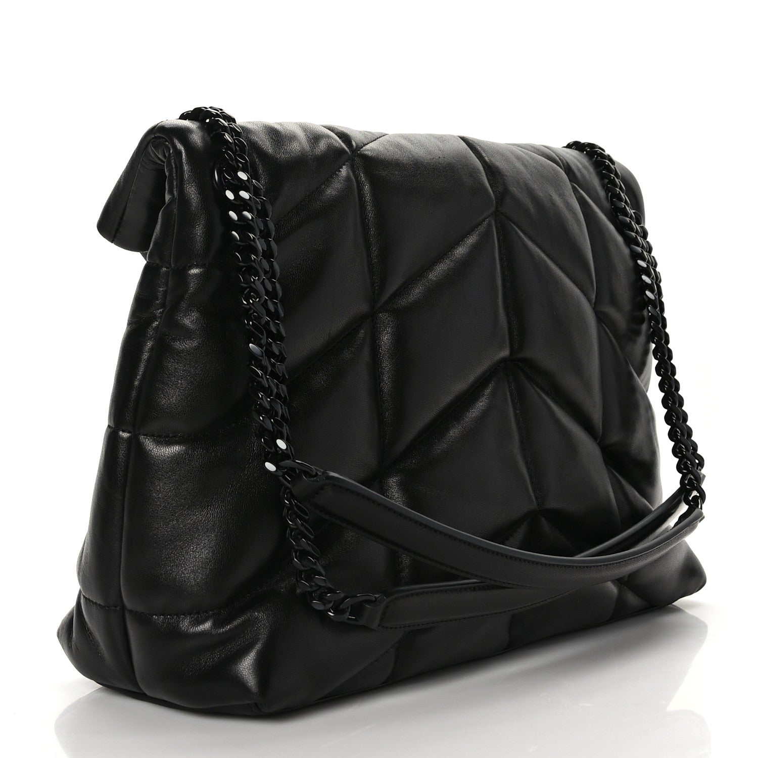 Saint Laurent Lambskin Quilted Monogram Monochrome Medium Loulou Puffer Chain Satchel Black 2 of 8