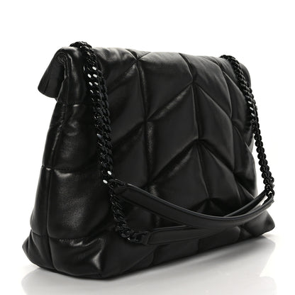 Saint Laurent Lambskin Quilted Monogram Monochrome Medium Loulou Puffer Chain Satchel Black 2 of 8