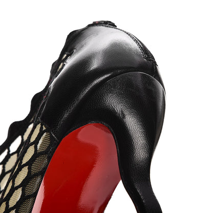 Christian Louboutin Nappa Violet 120 Mesh Ankle Boots 39 Black 9 of 10
