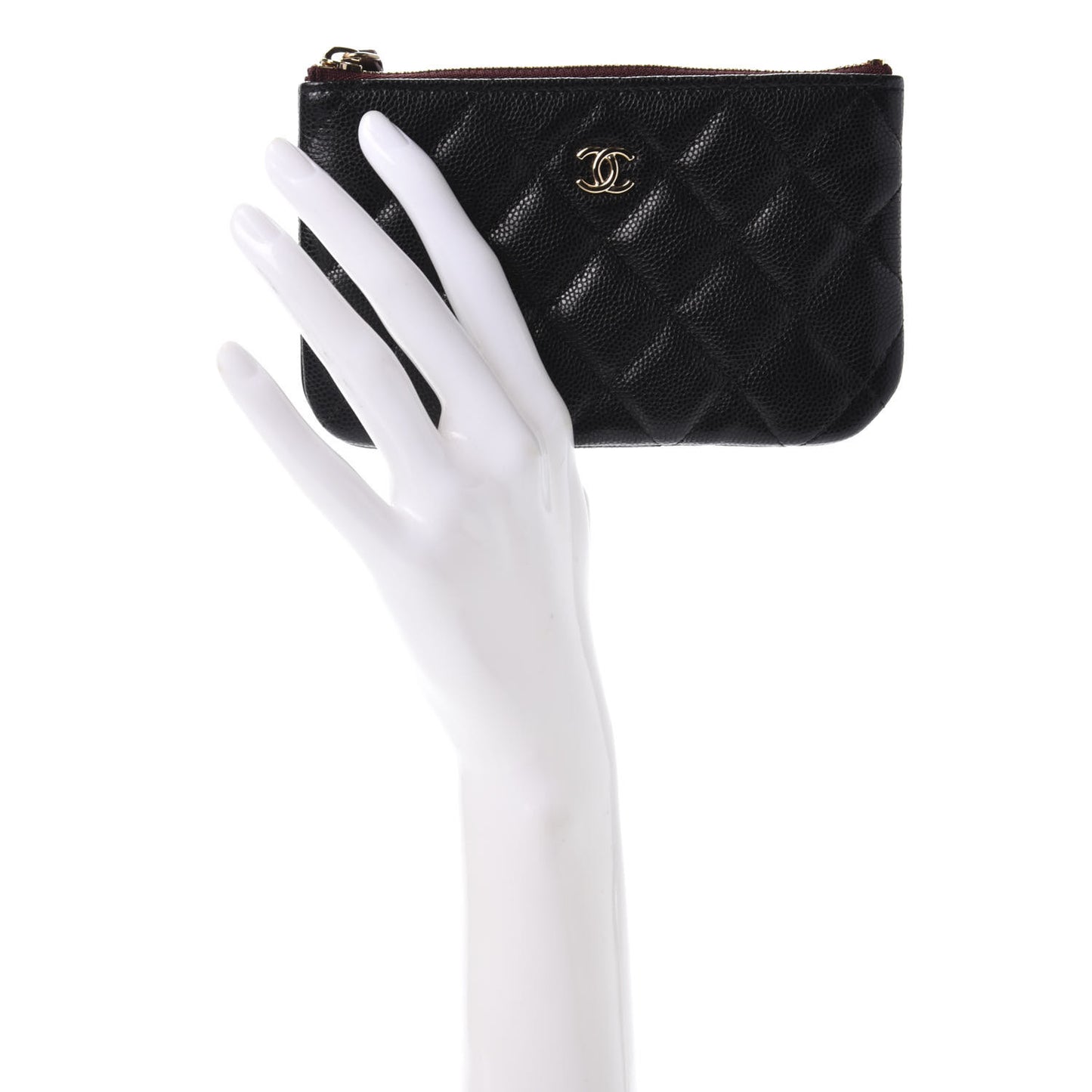 Caviar Quilted Small Cosmetic Case Black