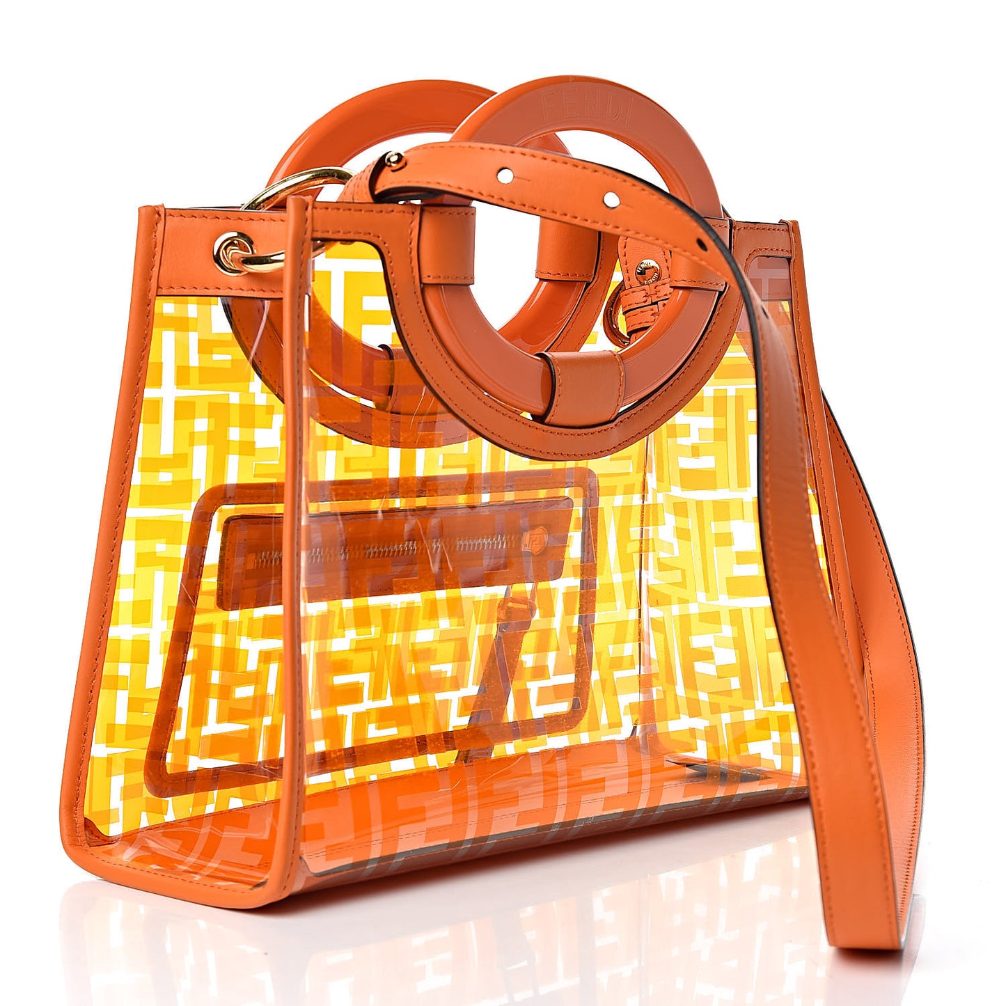 TPU FF Vitello Century Plexiglass Small Runaway Shopper Tote Aranciata