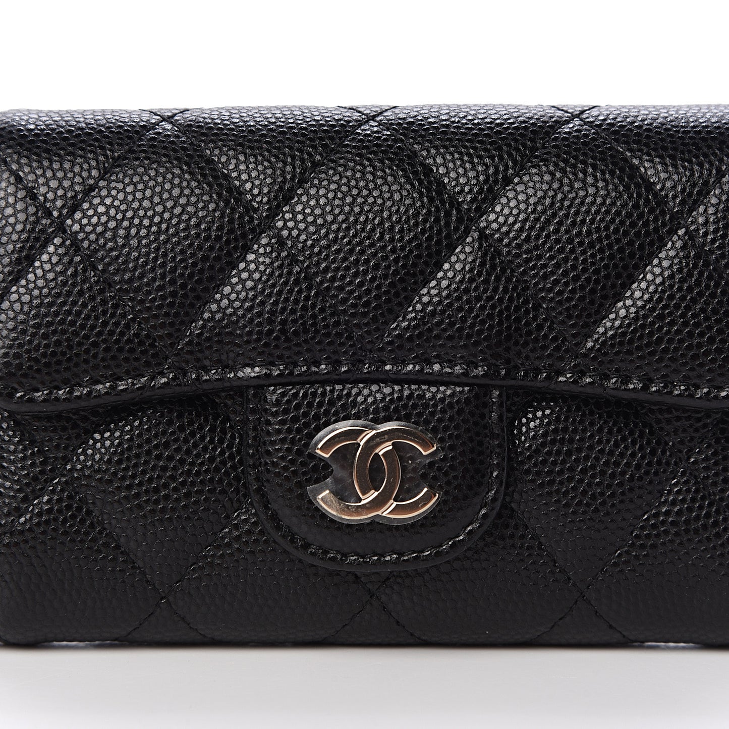 Caviar Quilted Classic 4 Key Holder Wallet Black