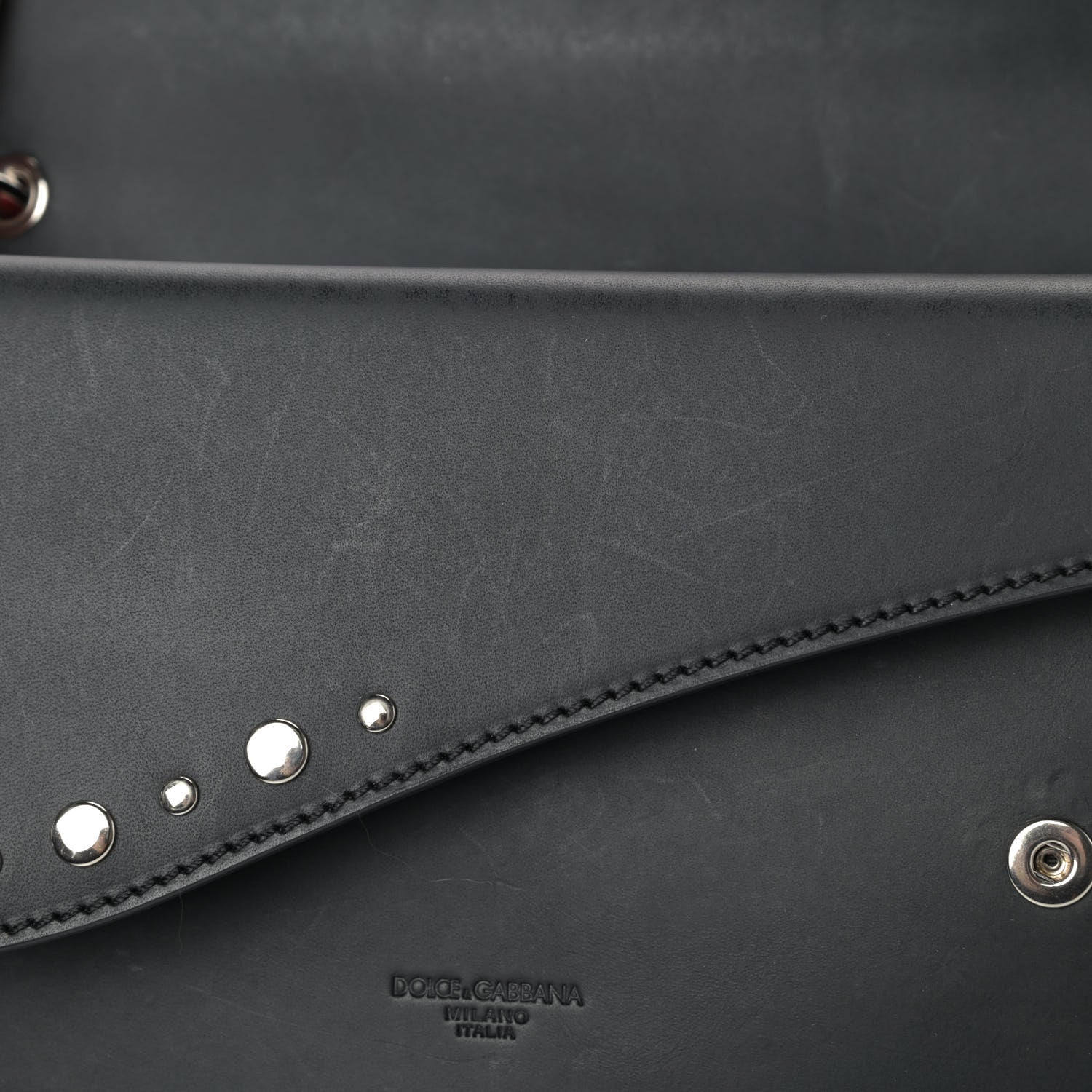 Dolce & Gabbana Smooth Calfskin Studded Biker Crossbody Bag Black 6 of 7
