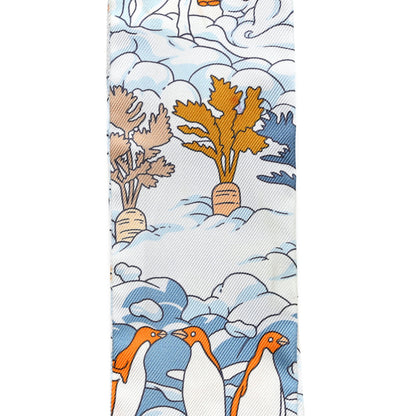 Hermes Silk Sur Mon Nuage Twilly Creme Bleu Ciel Orange 6 of 6