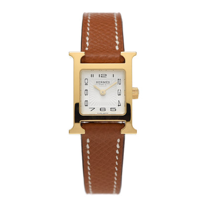 Hermes Stainless Steel Epsom 17.2mm Heure H Hour Quartz Watch Gold 1 of 5