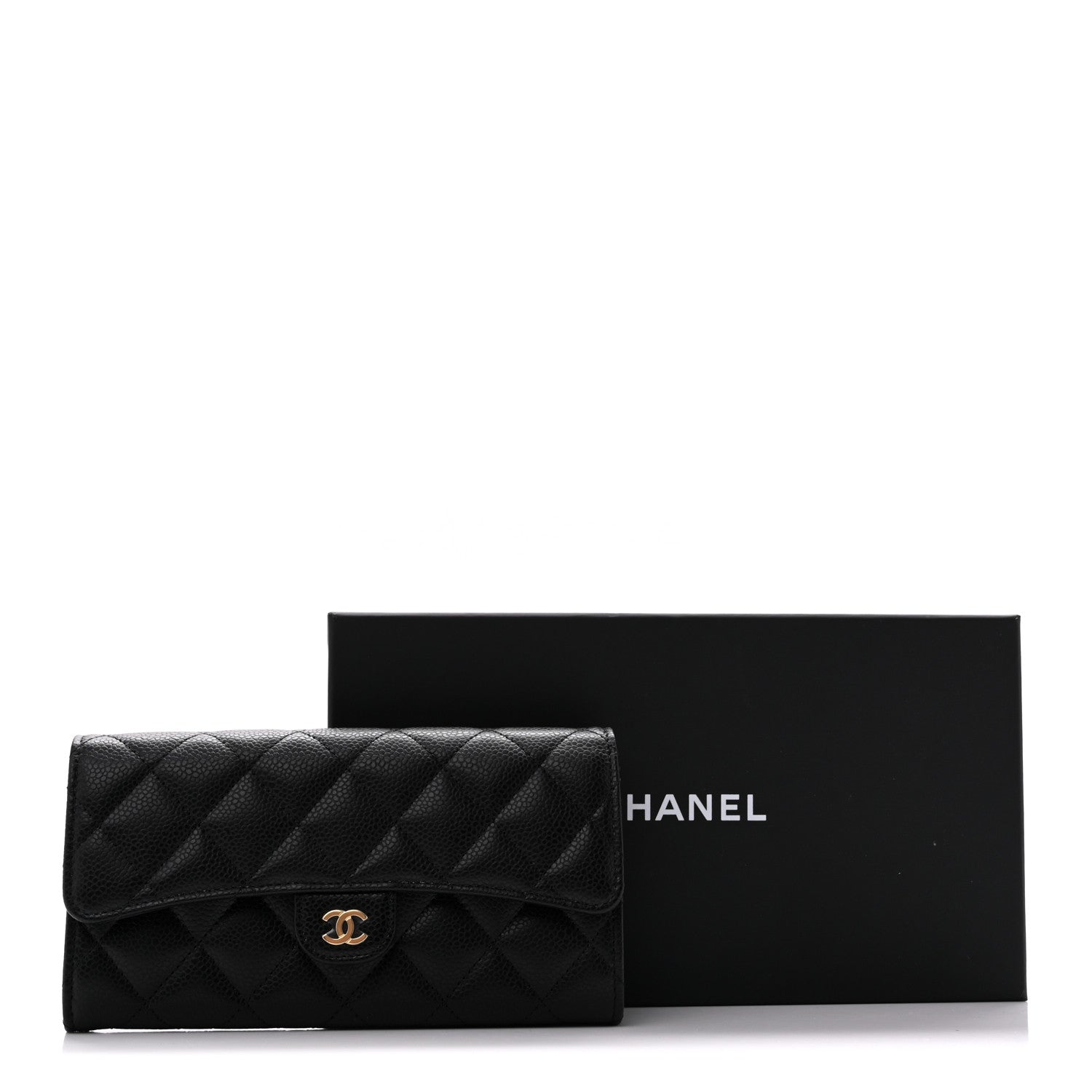 Chanel Caviar Quilted Large Gusset Flap Wallet Black 11 of 11
