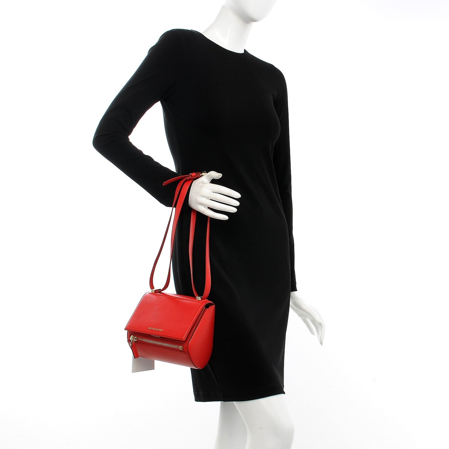 Textured Calfskin Mini Pandora Box Crossbody Bag Red