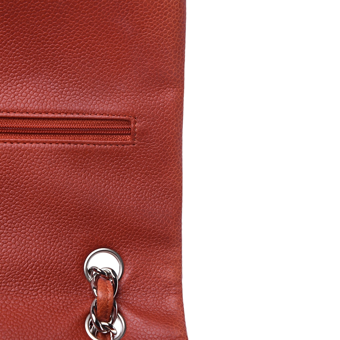 Caviar Quilted Maxi Double Flap Dark Orange