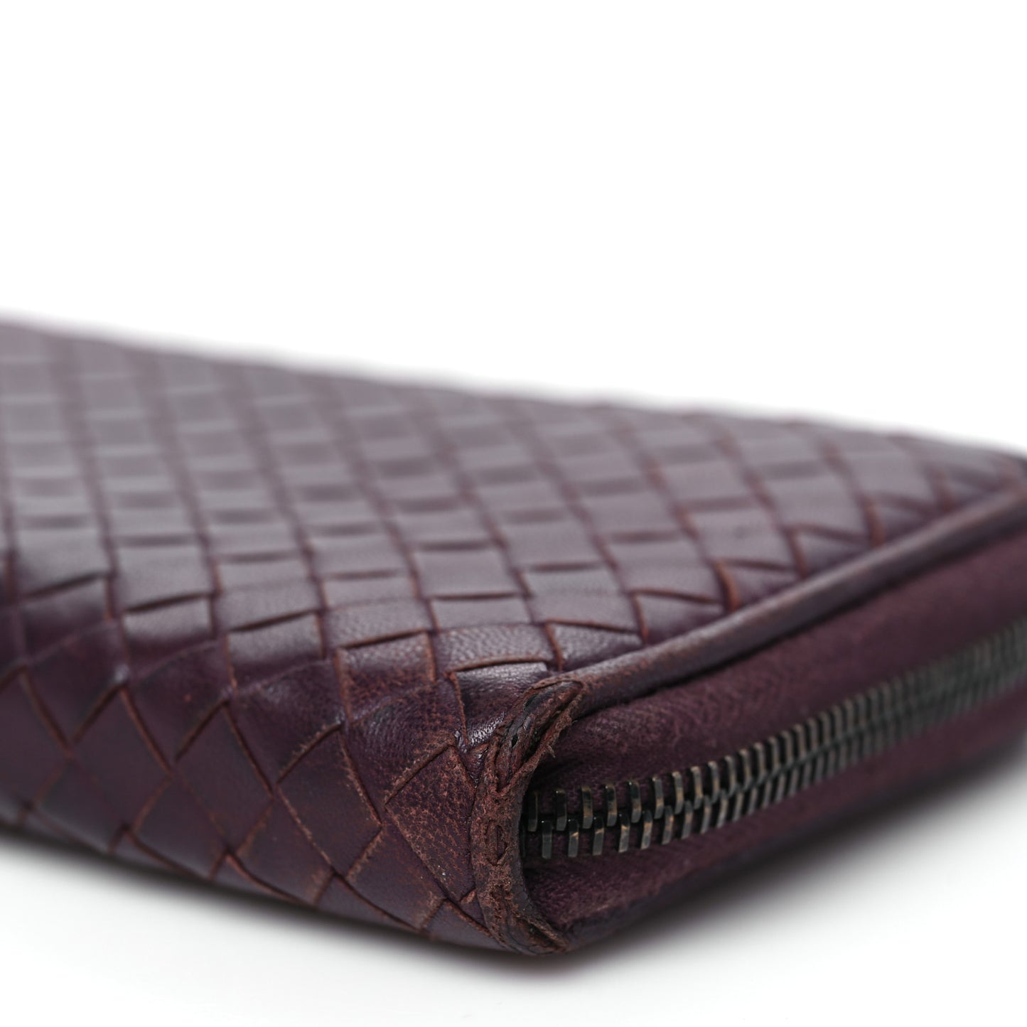 Nappa Intrecciato Zip Around Wallet Aubergine