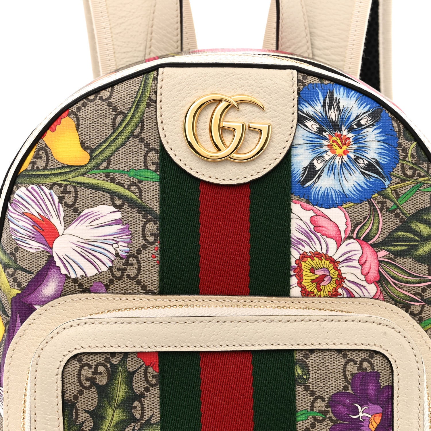 Gucci GG Supreme Monogram Flora Web Small Ophidia Day Backpack White 10 of 12