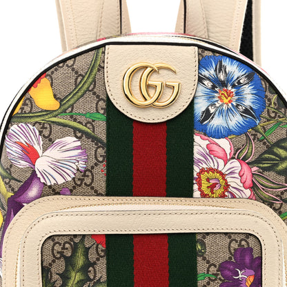 Gucci GG Supreme Monogram Flora Web Small Ophidia Day Backpack White 10 of 12