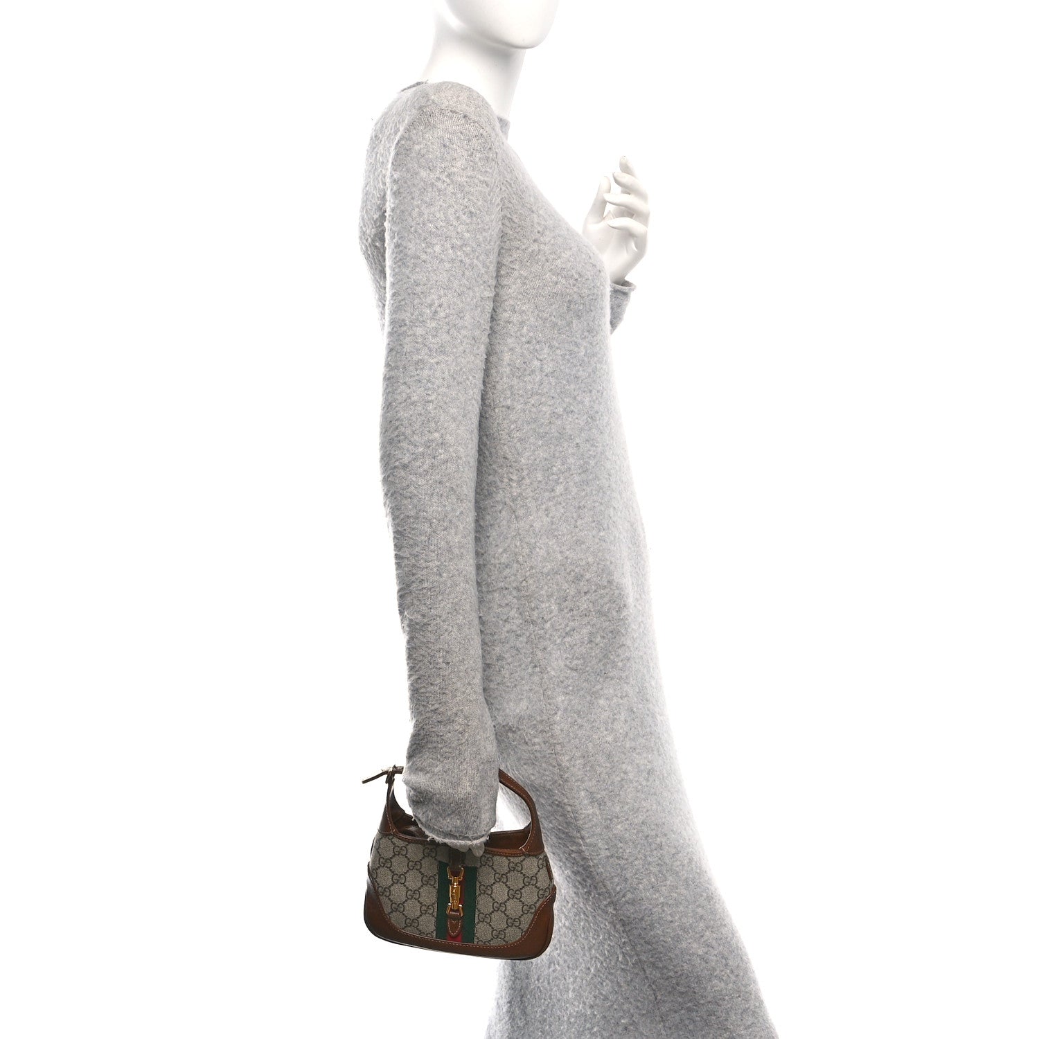 Gucci GG Supreme Monogram Azalea Calfskin Web Mini Jackie 1961 Hobo Beige Ebony Brown Sugar 2 of 10