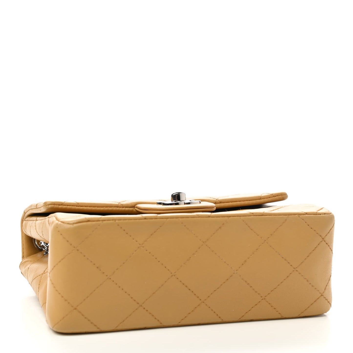 Lambskin Quilted Mini Square Flap Beige