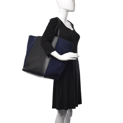 Celine Smooth Calfskin Suede Large Phantom Luggage Bi-Cabas Black Navy 2 of 10