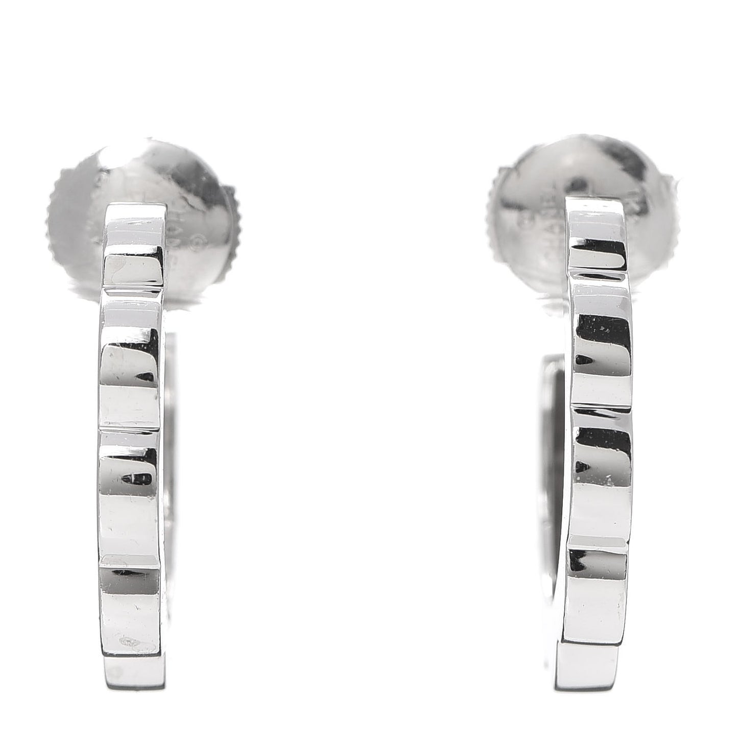 18K White Gold Small Profil de Camelia Hoop Earrings