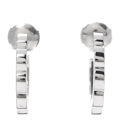 Chanel 18K White Gold Small Profil de Camelia Hoop Earrings 1 of 3