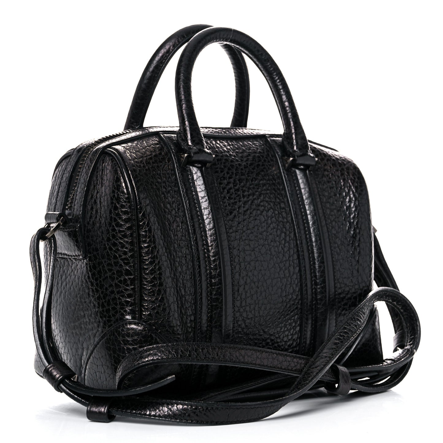 Glazed Pebbled Calfskin Mini Lucrezia Black