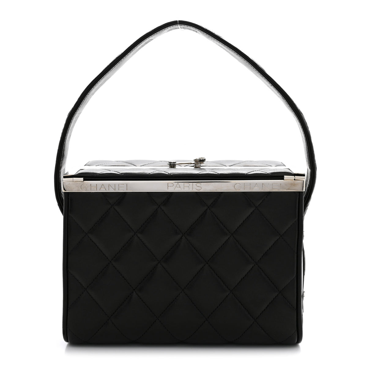 Lambskin Quilted Box Bag Black