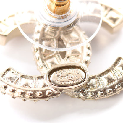 Chanel Crystal Timeless CC Earrings Light Gold 4 of 5