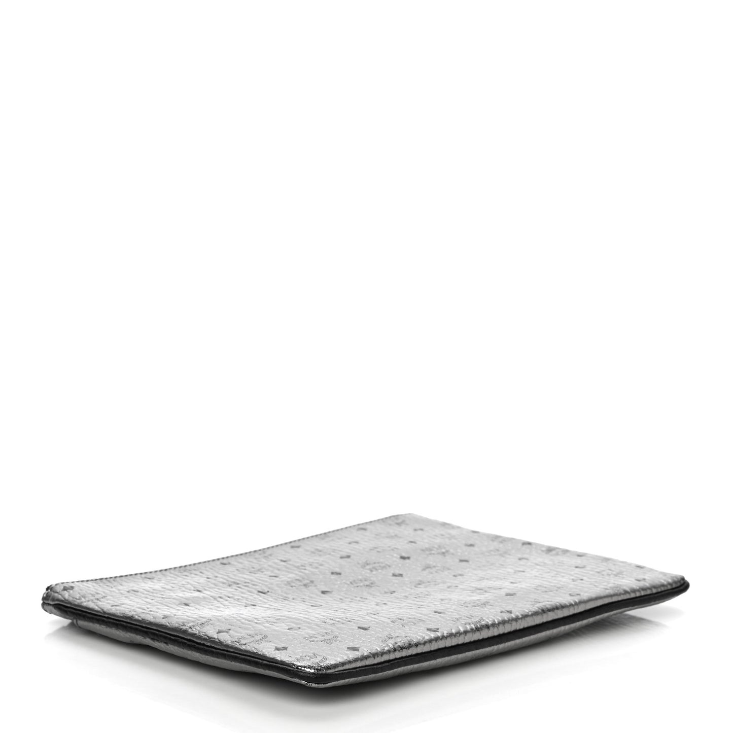Metallic Visetos Medium Crossbody Pouch Silver