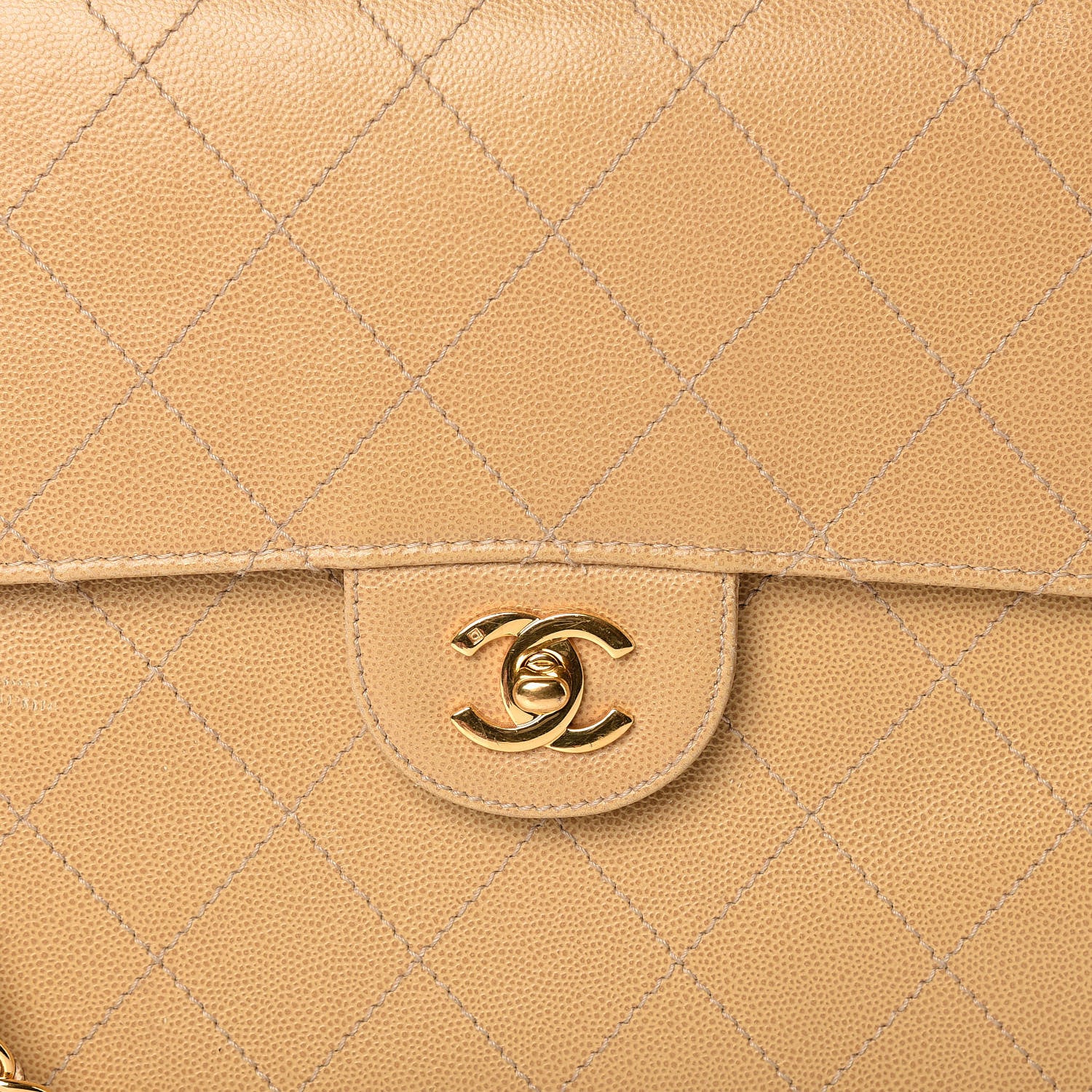 Chanel Caviar Stitched Jumbo Single Flap Beige 8 of 14