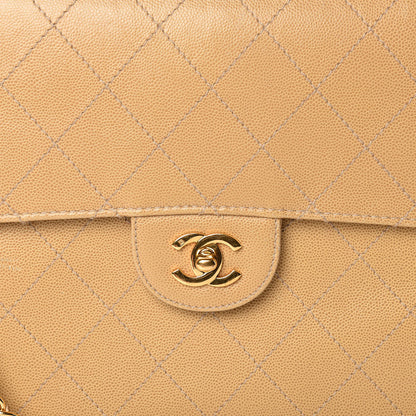 Chanel Caviar Stitched Jumbo Single Flap Beige 8 of 14