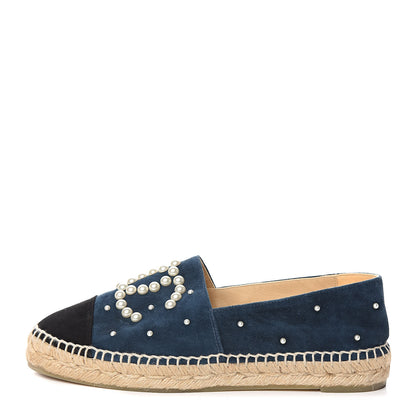 Chanel Suede Pearl CC Espadrilles 38 Teal 1 of 10