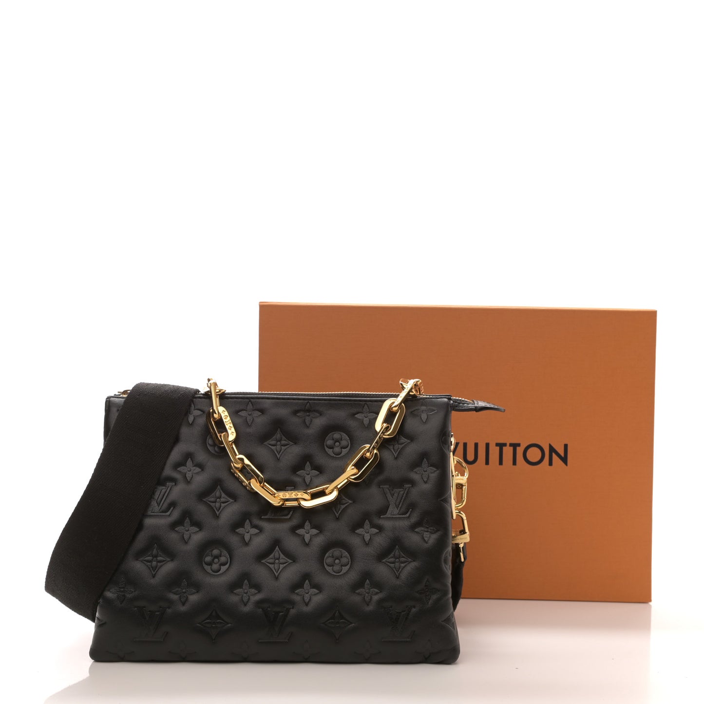 Lambskin Embossed Monogram Coussin PM Black