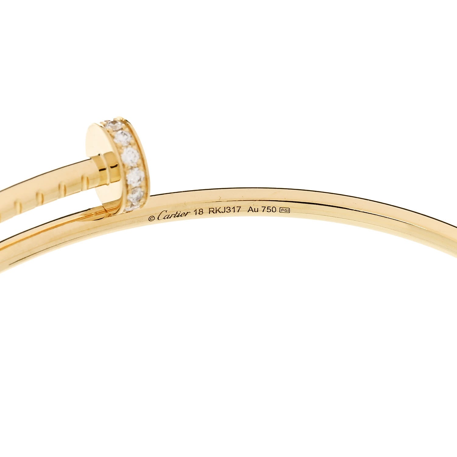 Cartier 18K Yellow Gold Diamond Small Juste Un Clou Bracelet 18 3 of 5
