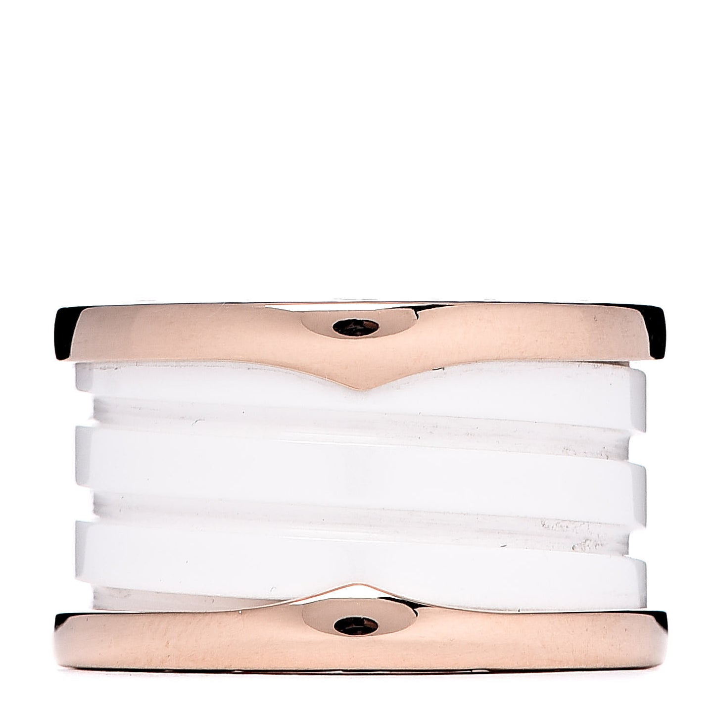 18K Rose Gold White Ceramic B.Zero1 Four-Band Ring 48 4.5