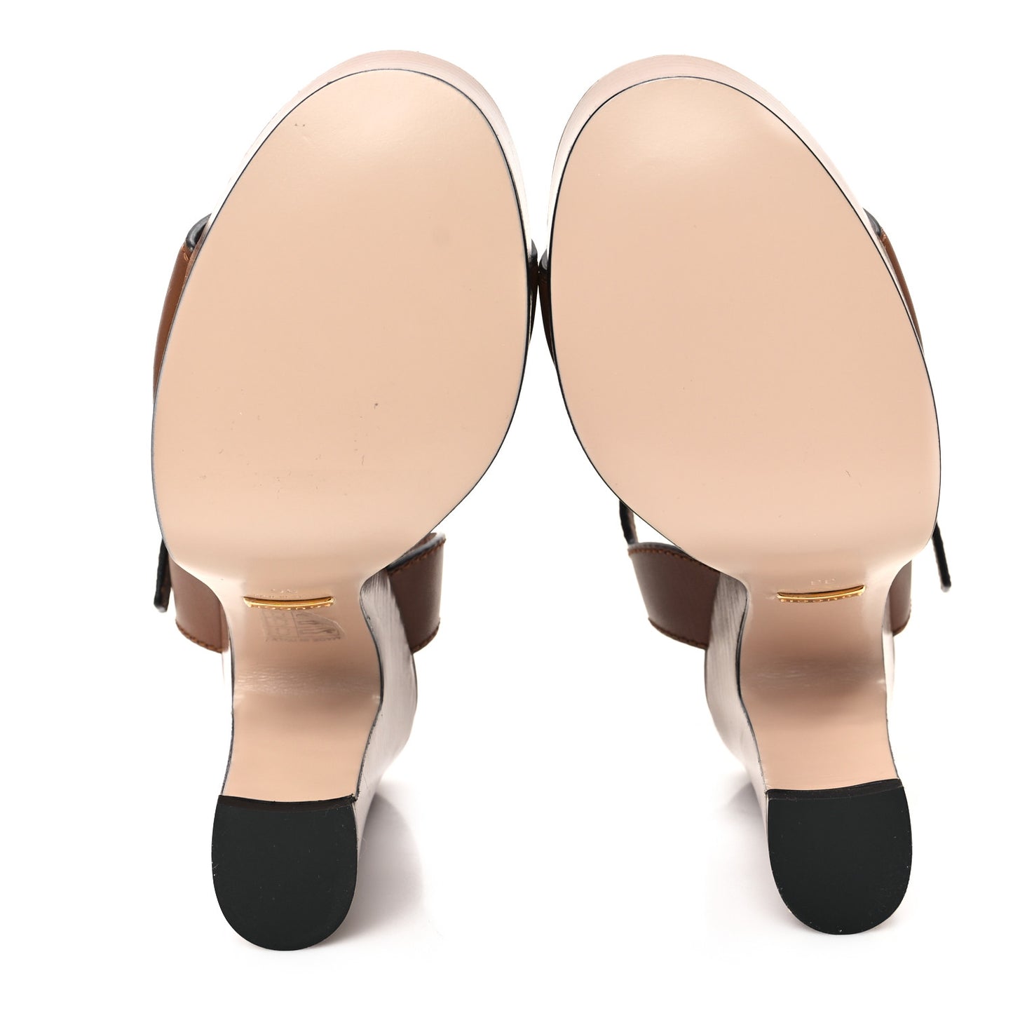 Cosmos Softy Calfskin Wooden Interlocking G Cut-Out 30/120mm Platform Sandals 36 Cuir