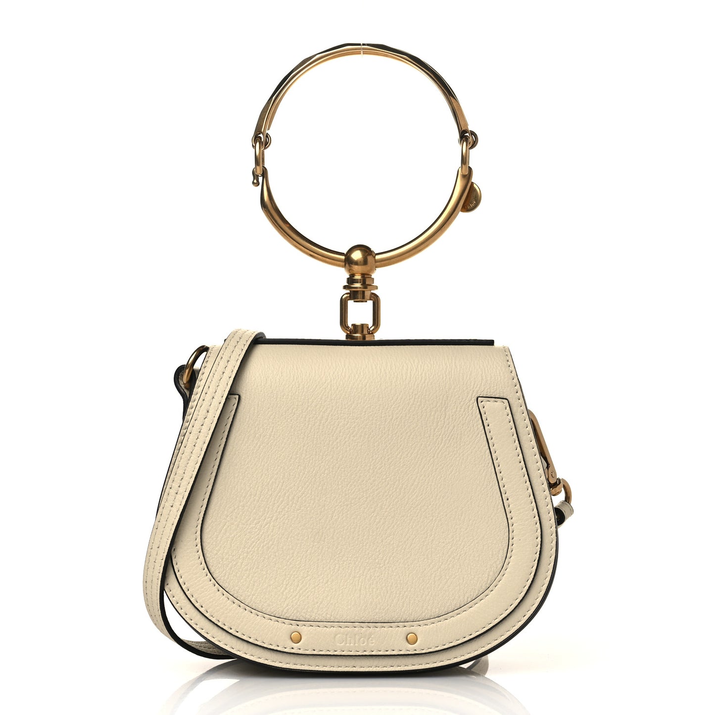 Calfskin Suede Small Nile Bracelet Bag Off White