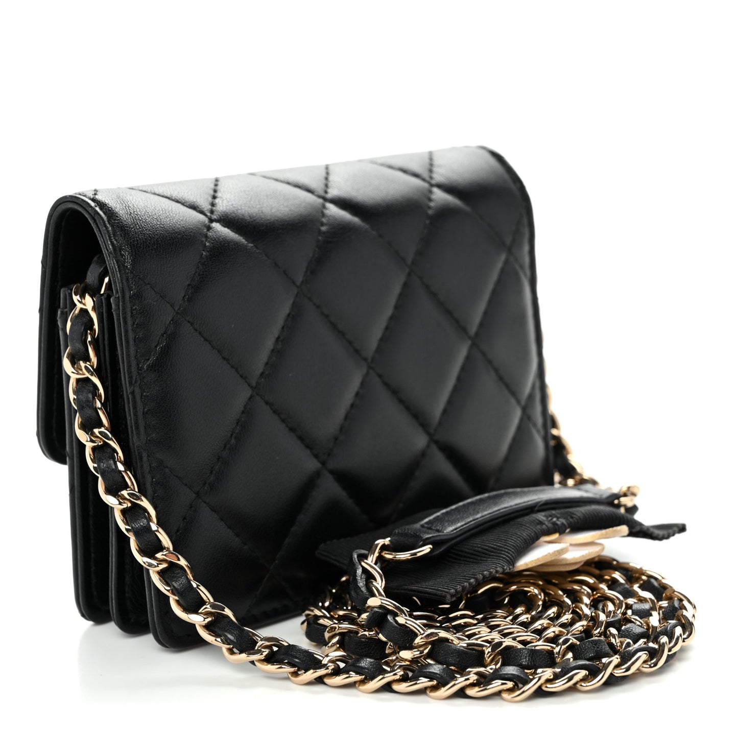 Lambskin Quilted My Chanel Lady Card Holder On Chain Black