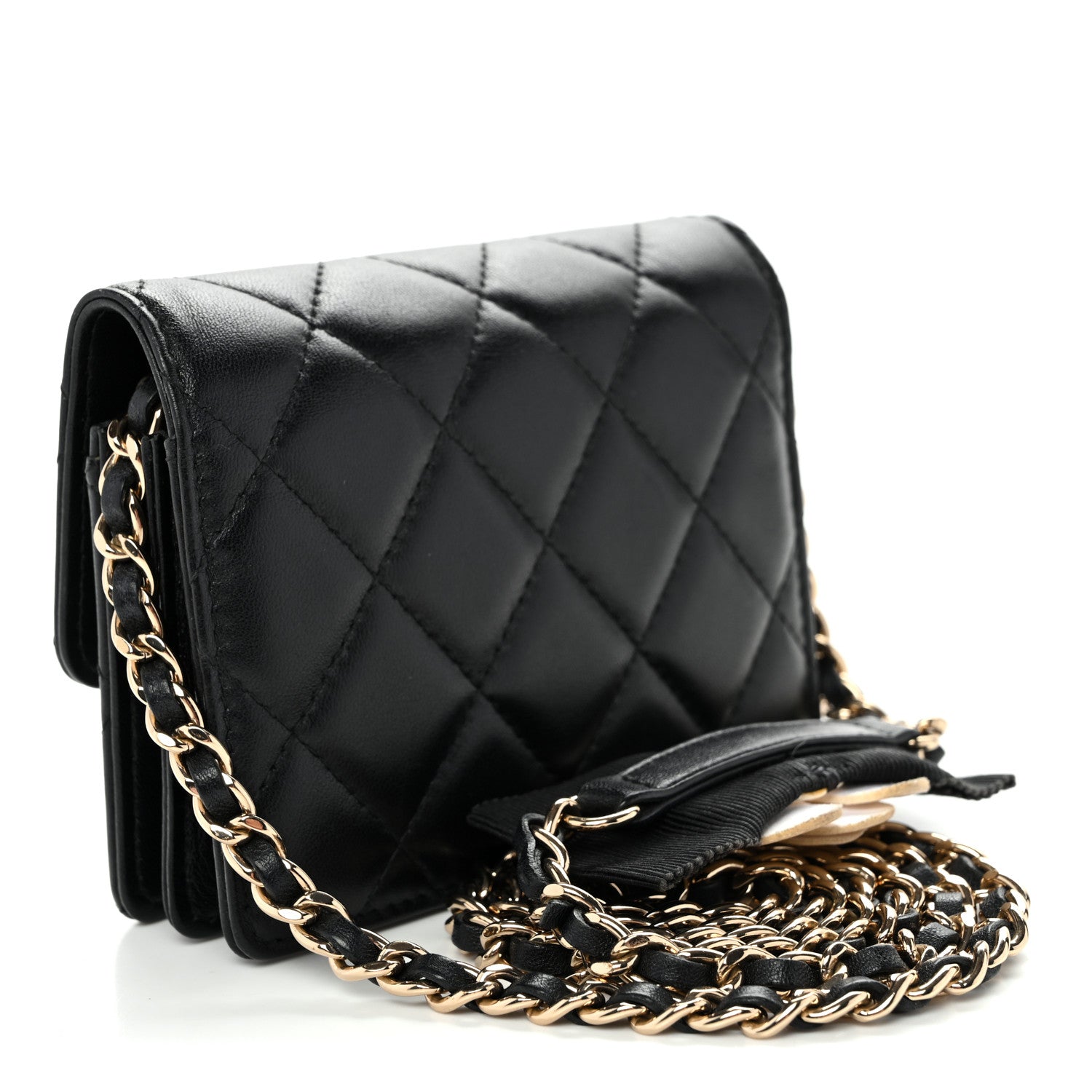 Chanel Lambskin Quilted My Chanel Lady Card Holder On Chain Black 3 of 10