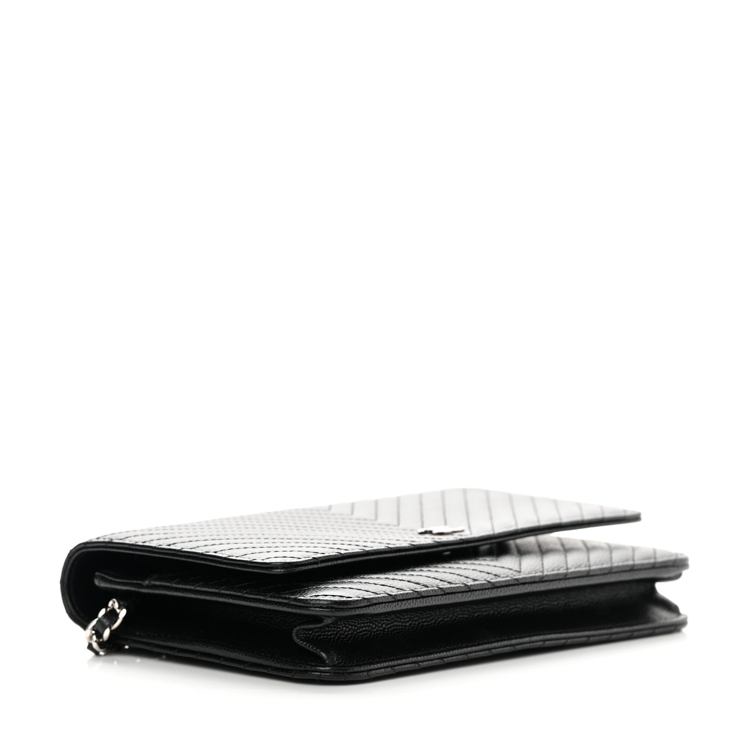 Caviar Chevron Quilted Wallet On Chain WOC Black
