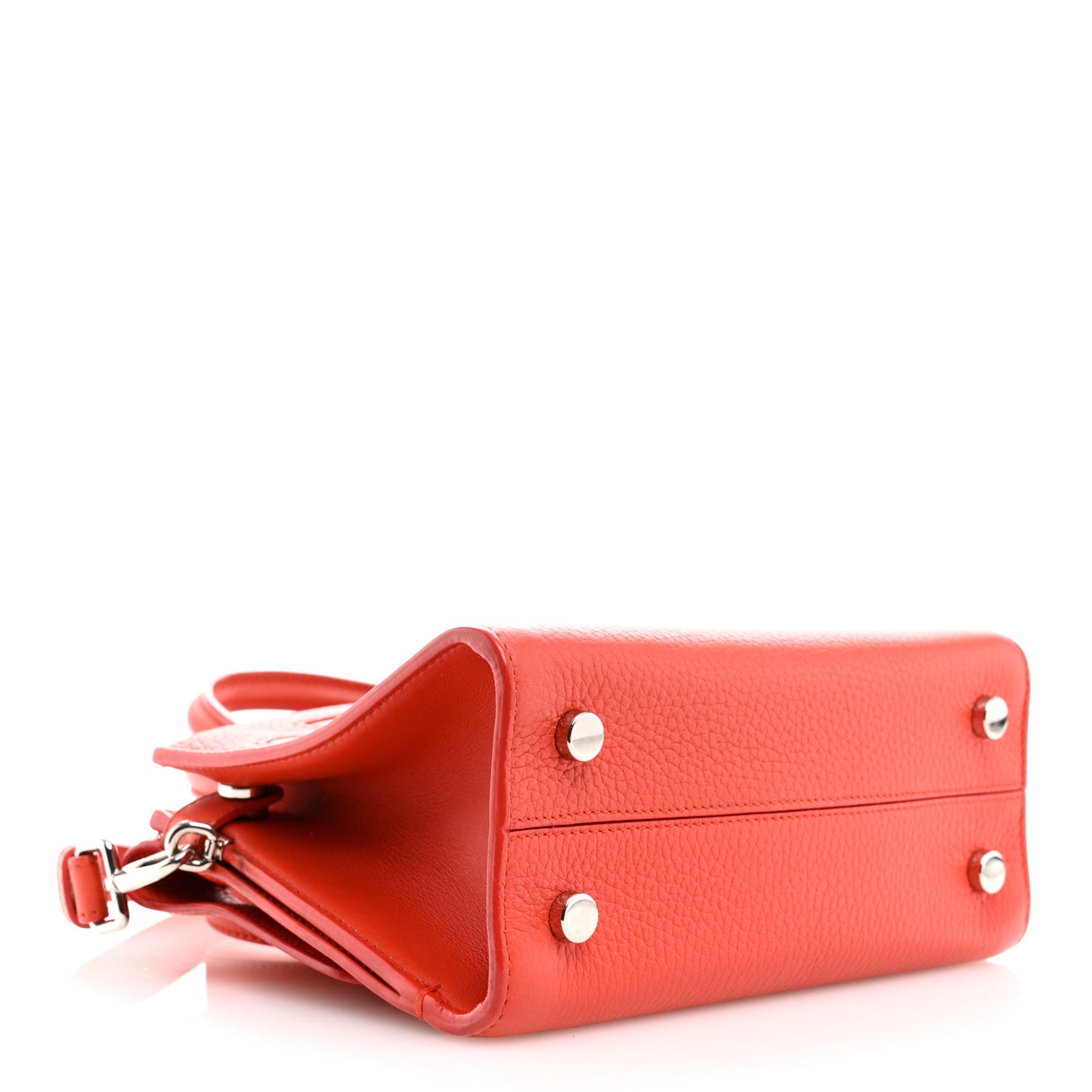 Grained Calfskin Mini Diorever Flap Inferno Red